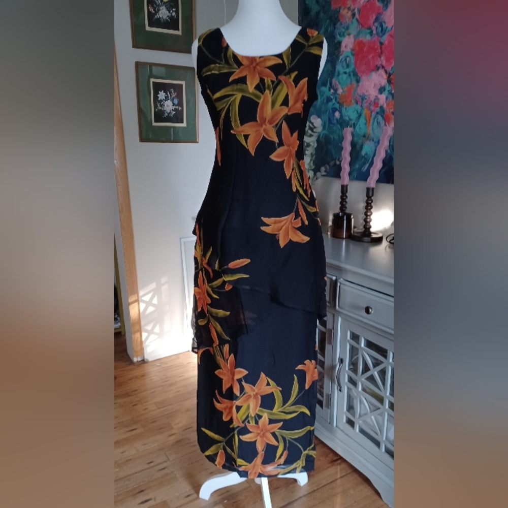 Bright Tropical Vintage Farouche By Lori Weidner Maxi With Beautiful Layers